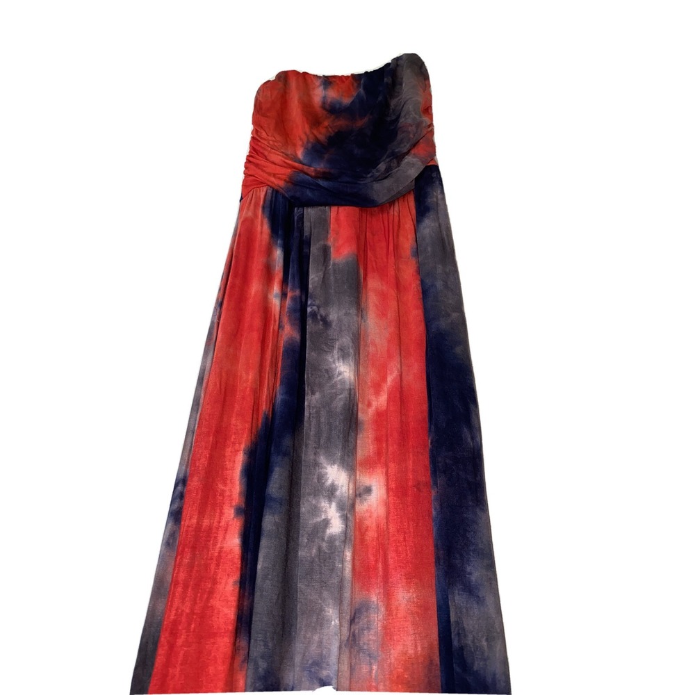 NWT 143 Story Women's Tie Dye Red Blue 4th July Maxi Dress Strapless Sz M USA - Picture 3 of 4